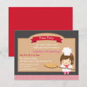Cute Pizza Chef Girl Birthday Party Custom Kaart (Voorkant / Achterkant)
