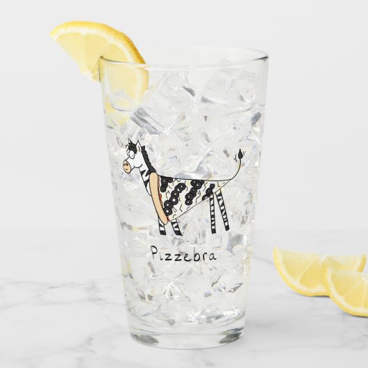Cute Pizza Funny Zebra Kinder Cartoon Glas (Voorkant ijs)