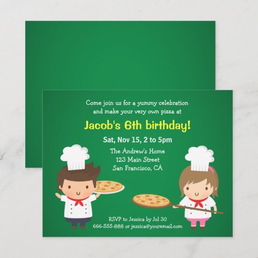 Cute Pizza kinderen op zaterdag Kaart (Voorkant / Achterkant)