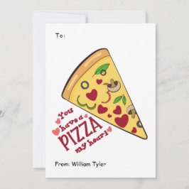 Cute Pizza My Heart ClassroomValentines Day Feestdagenkaart
