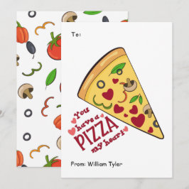 Cute Pizza My Heart ClassroomValentines Day Feestdagenkaart