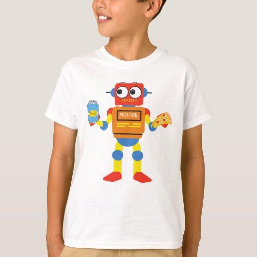 Cute Pizza Oven Robot T-shirt (Voorkant)
