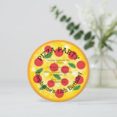 Cute Pizza Party Birthday Party Invitation Kaart (Staand voorkant)