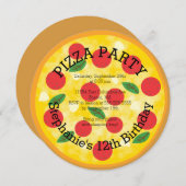 Cute Pizza Party Birthday Party Invitation Kaart (Voorkant / Achterkant)