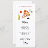 Cute Pizza Party Menu Kaart (Voorkant / Achterkant)