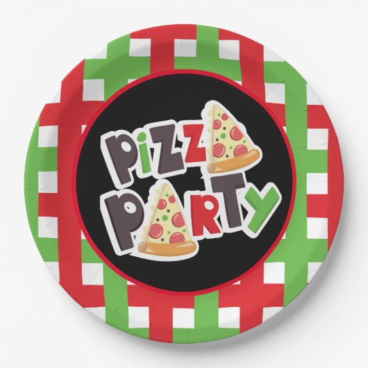 Cute pizza party words paper bord (Voorkant)