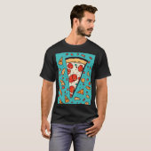 Cute Pizza Slice - Illustratie Cartoon stijl T-shirt (Voorkant volledig)