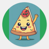 Cute Pizza Slice Ronde Sticker (Voorkant)