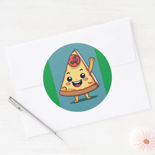 Cute Pizza Slice Ronde Sticker (Envelop)