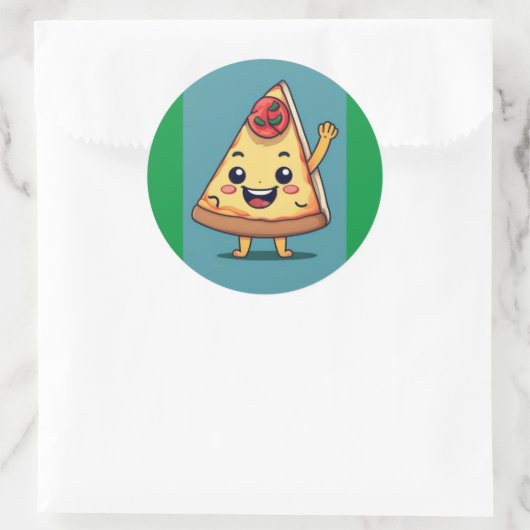 Cute Pizza Slice Ronde Sticker (Tas)