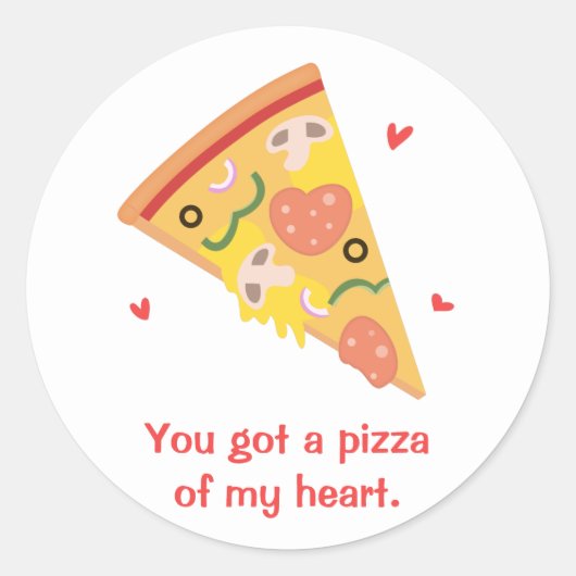 Cute Pizza van mijn Heart Pun Love Humor Ronde Sticker (Voorkant)