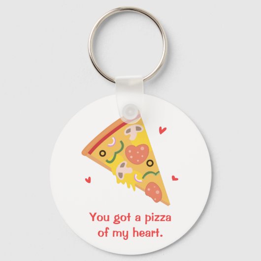 Cute Pizza van mijn Heart Pun Love Humor Sleutelhanger (Voorkant)
