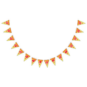Cute Pizza-vlees plakjes Verjaardag  Vlaggenlijn Vlaggetjes