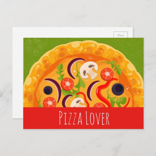 Cute pizzaminnaar kleurrijk eten briefkaart (Voorkant / Achterkant)