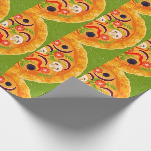 Cute pizzaminnaar kleurrijk eten cadeaupapier (Hoek)