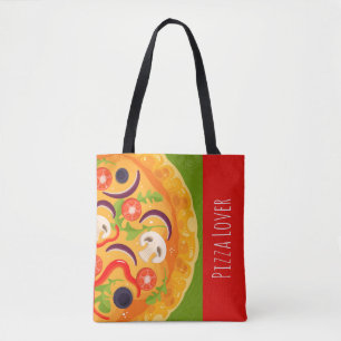 Cute pizzaminnaar kleurrijk eten tote bag