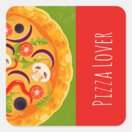 Cute pizzaminnaar kleurrijk eten vierkante sticker