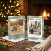 Cute Plaid Christmas Card with Family Photo  Feestdagenkaart