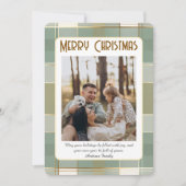 Cute Plaid Christmas Card with Family Photo  Feestdagenkaart (Voorkant)
