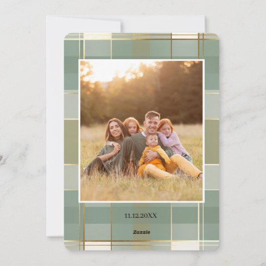 Cute Plaid Christmas Card with Family Photo Feestdagenkaart (Achterkant)