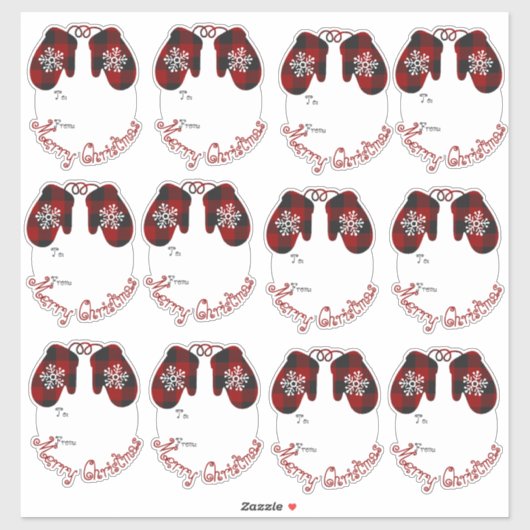 Cute plaid mittens gift labels (Vel)