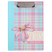 Cute plaid  pastel pink Daisy Notes Notebook  Klembord (Voorkant)