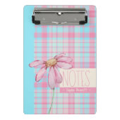 Cute plaid  pastel pink Daisy Notes Notebook  Mini Klembord (Voorkant)