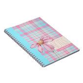 Cute plaid  pastel pink Daisy Notes Notebook  Notitieboek (Rechterzijde)