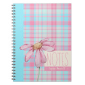 Cute plaid  pastel pink Daisy Notes Notebook  Notitieboek (Voorkant)
