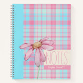 Cute plaid pastel pink Daisy Notes Notebook Notitieboek (Voorkant)