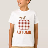 Cute Plaid Pumpkin Tee – Autumn Outfit for Kids T-shirt (Voorkant)