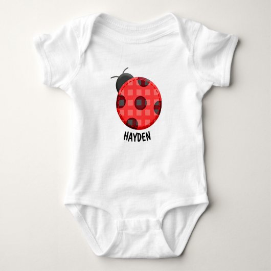 Cute Plaid Red Ladybug Personalized Romper (Voorkant)