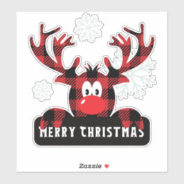 Cute Plaid Rendier Merry Christmas Vakantie Vinyl Sticker