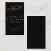 Cute Plain Grey Black Monogram Visitekaartje (Voorkant / Achterkant)