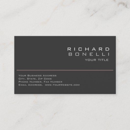 Cute Plain Grey Professional Visitekaartje (Voorkant)