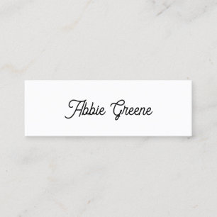 Cute Plain White Script Social Media Netper Mini Visitekaartje