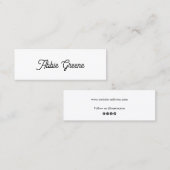 Cute Plain White Script Social Media Netper Mini Visitekaartje (Voorkant / Achterkant)