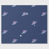 Cute Planet Saturn Space Galaxy Kind Birthday Cadeaupapier (Vlak)