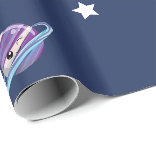 Cute Planet Saturn Space Galaxy Kind Birthday Cadeaupapier (Rol Hoek)