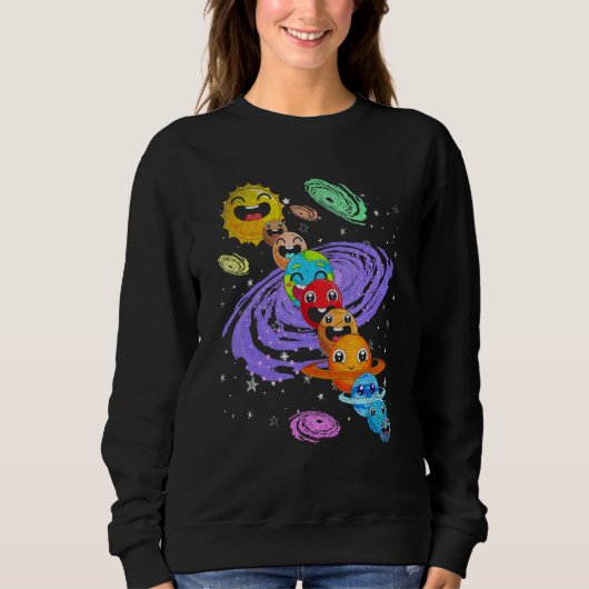 Cute Planets Astronomer Science Outer Space Astron Trui (Voorkant)