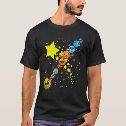 Cute Planets Astronomer Science Space Travel Astro T-shirt (Voorkant)