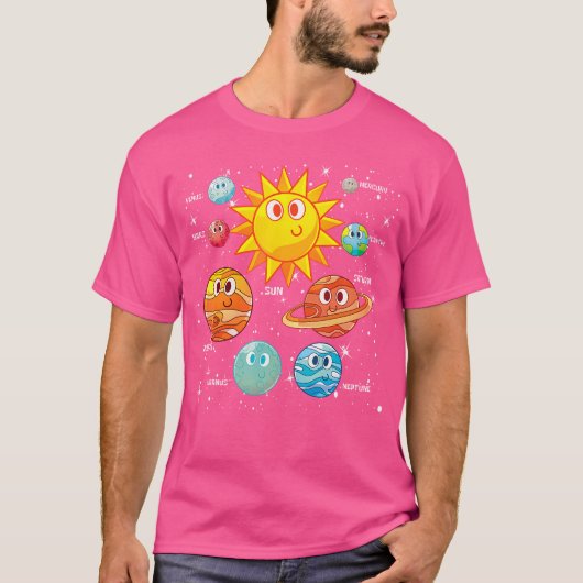 Cute Planets Buitenspace Travel Science Astronomie T-shirt (Voorkant)