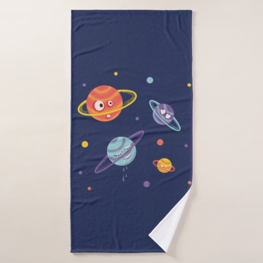 Cute Planets Cartoon Space Kinder Badhanddoek (Badhanddoek)
