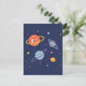 Cute Planets Cartoon Space Kinder Briefkaart (Staand voorkant)