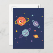 Cute Planets Cartoon Space Kinder Briefkaart (Voorkant / Achterkant)