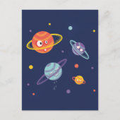 Cute Planets Cartoon Space Kinder Briefkaart (Voorkant)