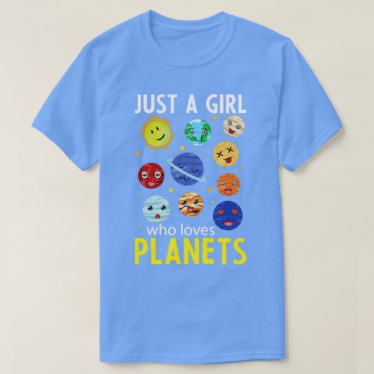 Cute Planets Girls Space Solar System Astronomie T-shirt (Design voorkant)