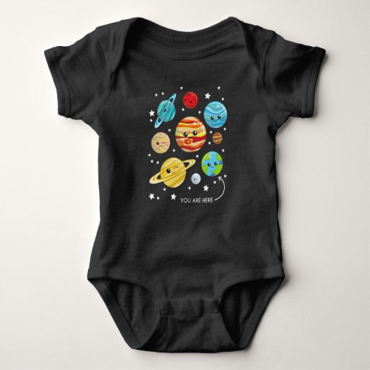 Cute Planets, Kawaii Planets, Space, Cosmos, Sterr Romper (Voorkant)