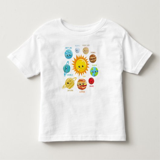 Cute Planets, Solar System, Space, Cosmos, Galaxy Kinder Shirts (Voorkant)