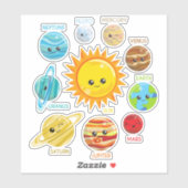 Cute Planets, Solar System, Space, Cosmos, Galaxy Sticker (Vel)